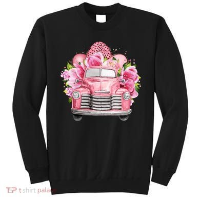 Spring Happy Easter Pink Vintage Truck Sweatshirt