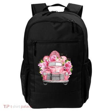 Spring Happy Easter Pink Vintage Truck Backpack