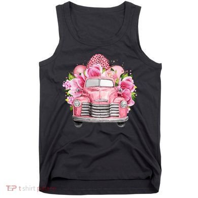 Spring Happy Easter Pink Vintage Truck Tank Top
