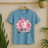 Spring Happy Easter Pink Vintage Truck T-Shirt thumb 2