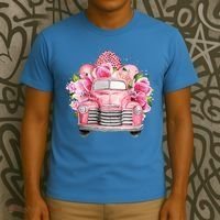 Spring Happy Easter Pink Vintage Truck T-Shirt thumb 3