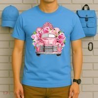Spring Happy Easter Pink Vintage Truck T-Shirt thumb 5