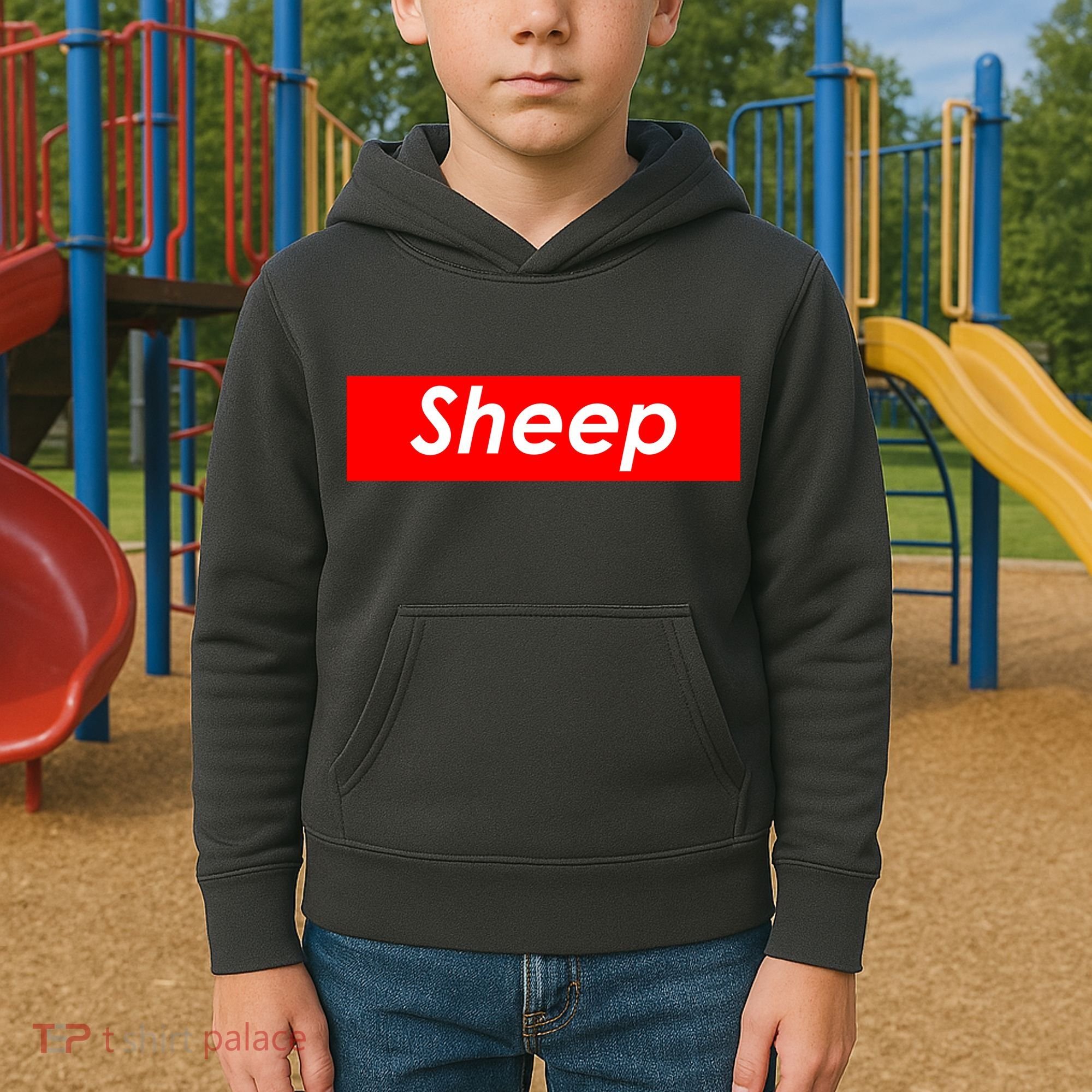 Sheep Red Box Logo Kids Hoodie