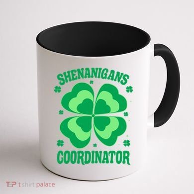 Shenanigan Coordinator Shamrock Clover Coffee Mug back