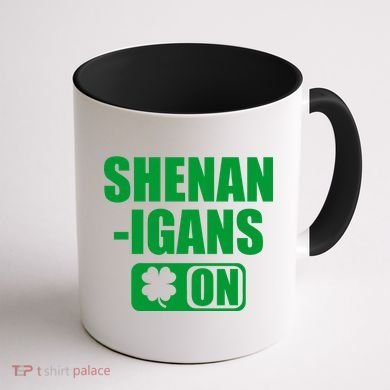 Shenanigans On Drink Mode St. Patrick's Day Clover Coffee Mug back