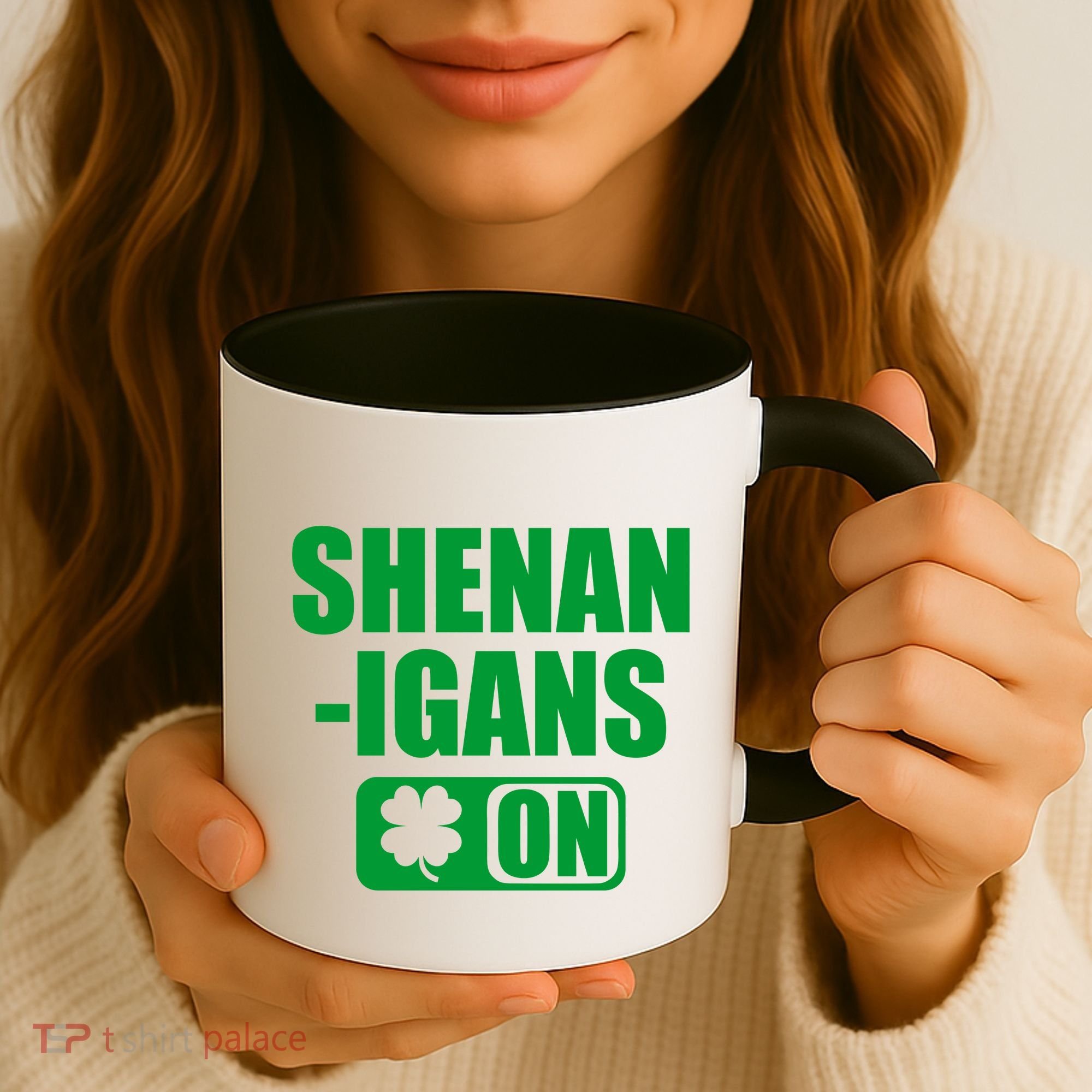 Shenanigans On Drink Mode St. Patrick's Day Clover Coffee Mug