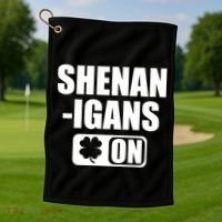 Shenanigans On Drink Mode St. Patrick's Day Clover Golf Towel thumb 1