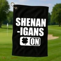 Shenanigans On Drink Mode St. Patrick's Day Clover Golf Towel thumb 1