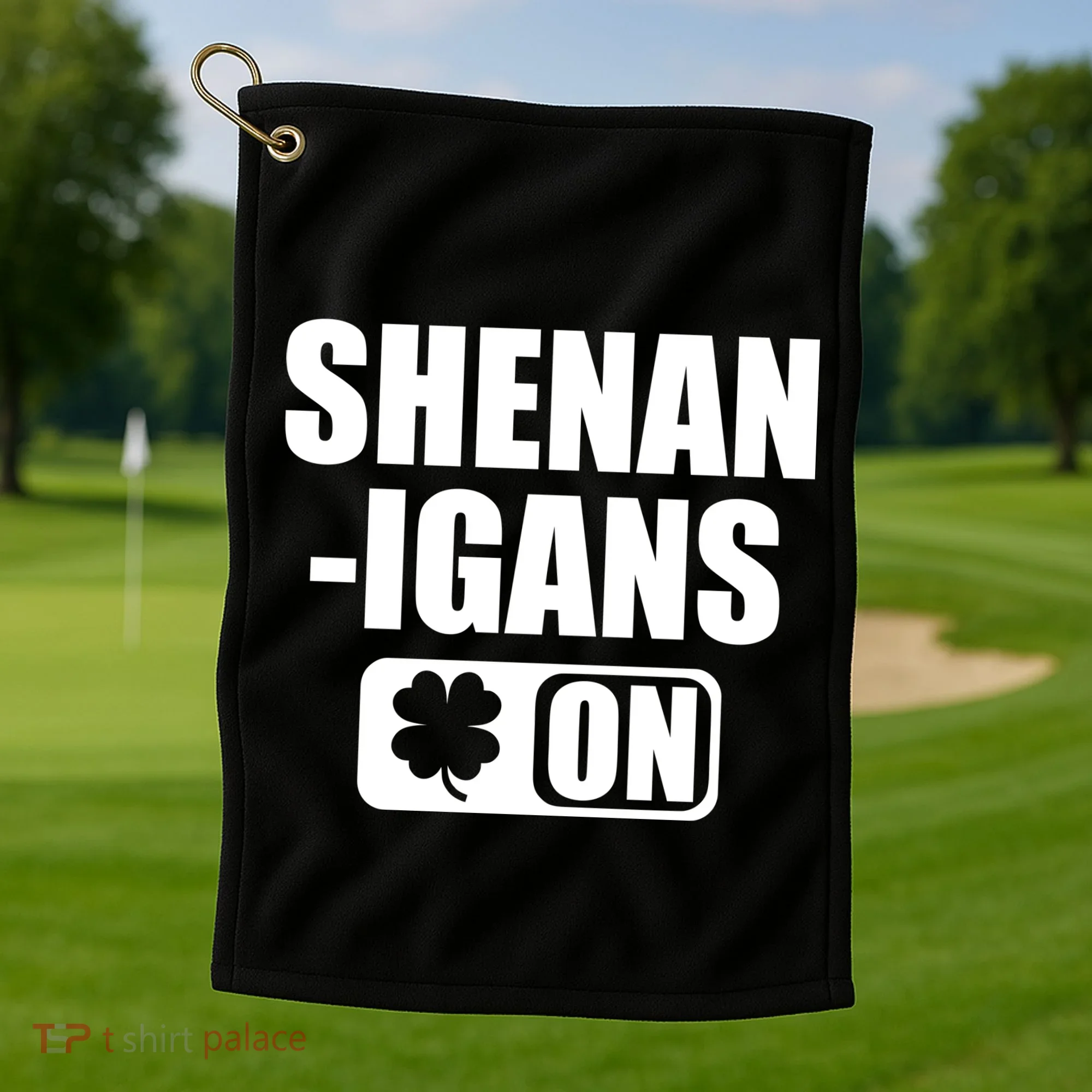 Shenanigans On Drink Mode St. Patrick's Day Clover Golf Towel
