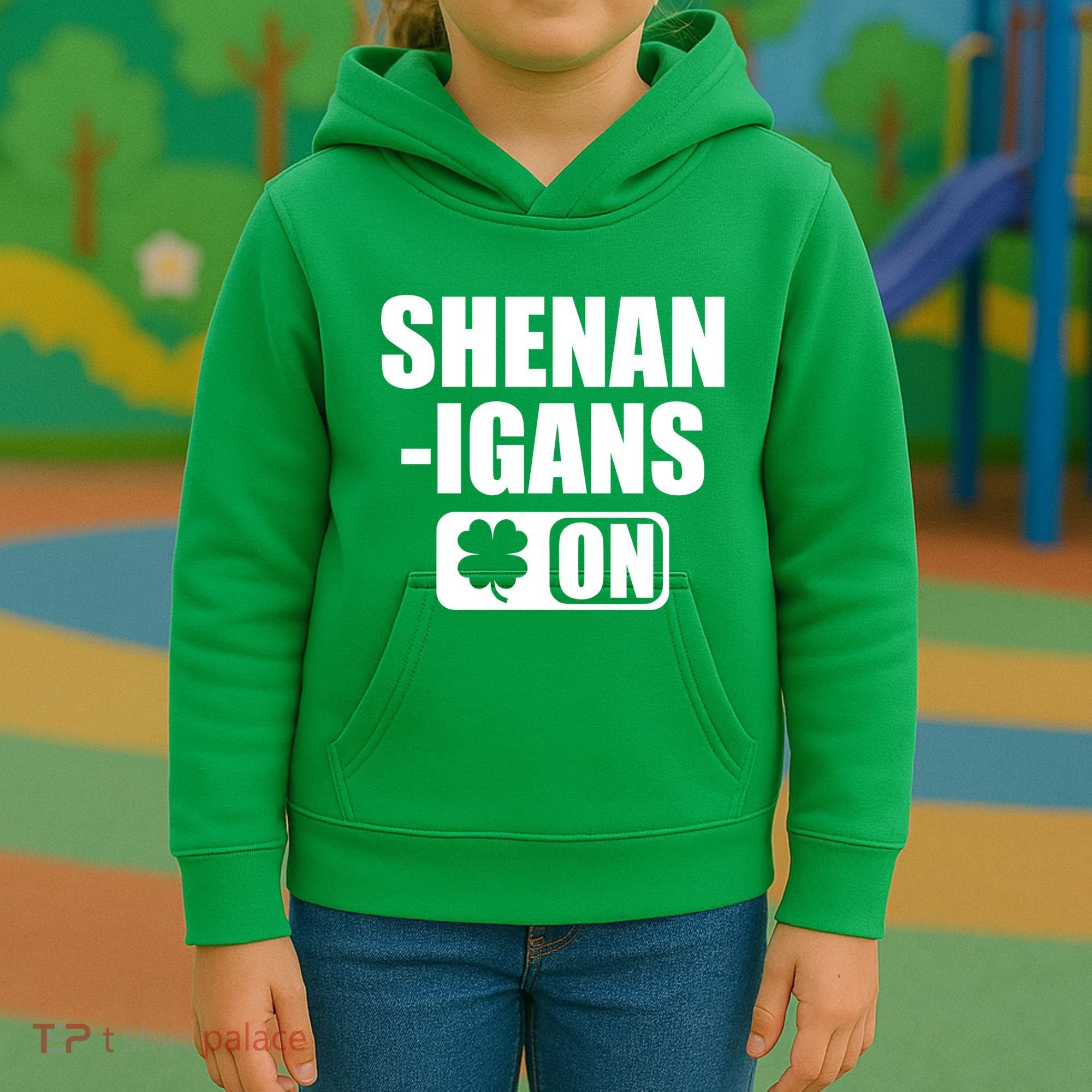 Shenanigans On Drink Mode St. Patrick's Day Clover Kids Hoodie