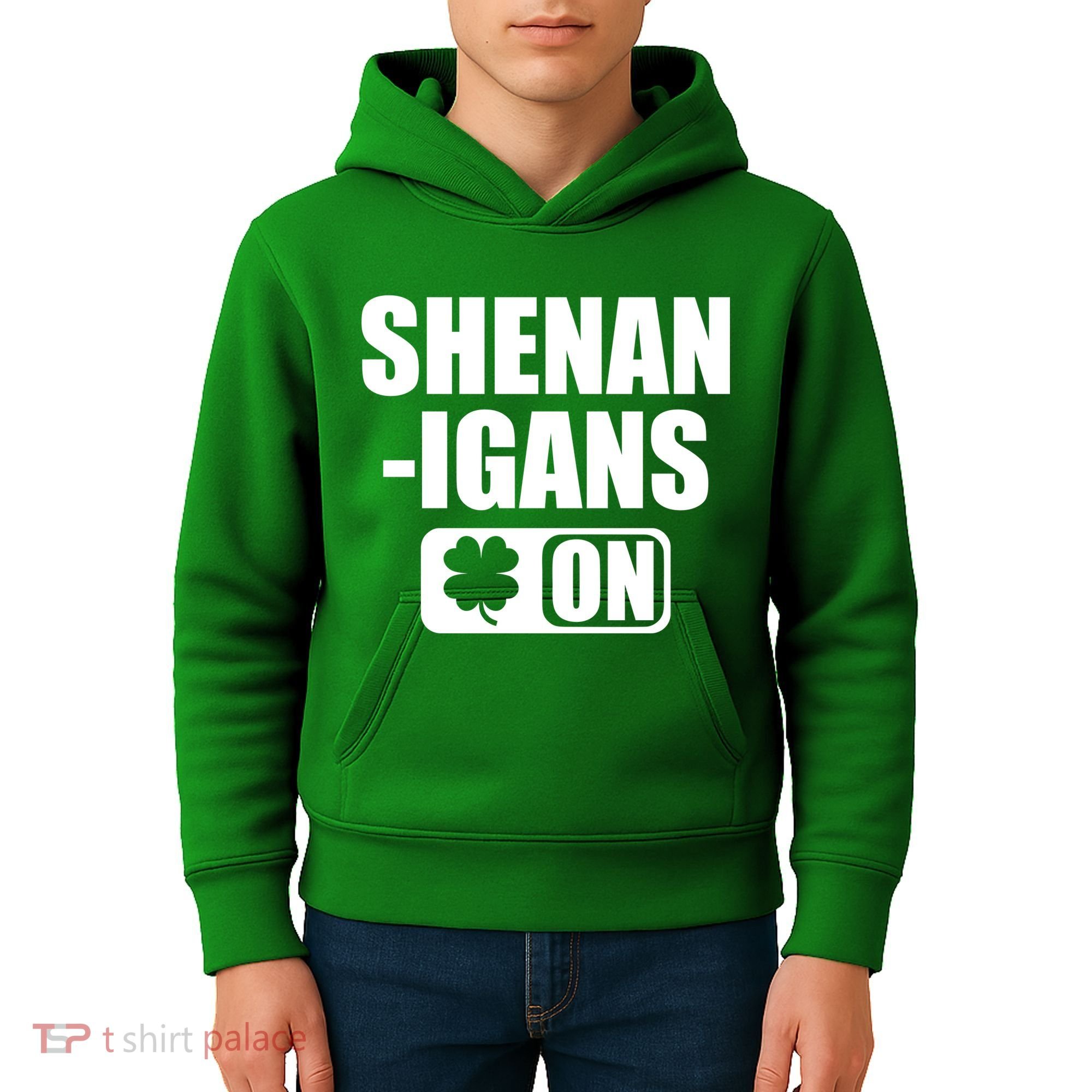 Shenanigans On Drink Mode St. Patrick's Day Clover Kids Hoodie