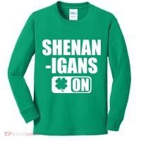 Shenanigans On Drink Mode St. Patrick's Day Clover Kids Long Sleeve Shirt thumb 0