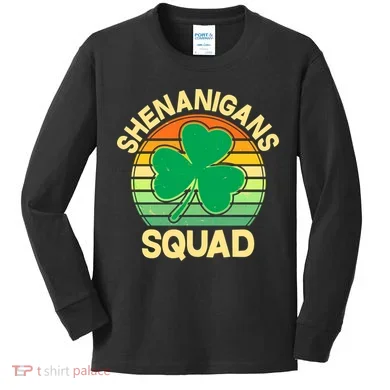 Shenanigans Squad Shamrock St Patricks Day Kids Long Sleeve Shirt