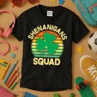 Shenanigans Squad Shamrock St Patricks Day Kids T-Shirt thumb 3