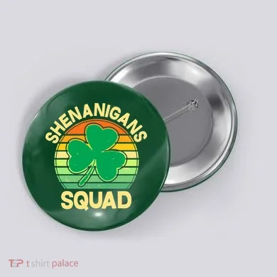 Shenanigans Squad Shamrock St Patricks Day Button