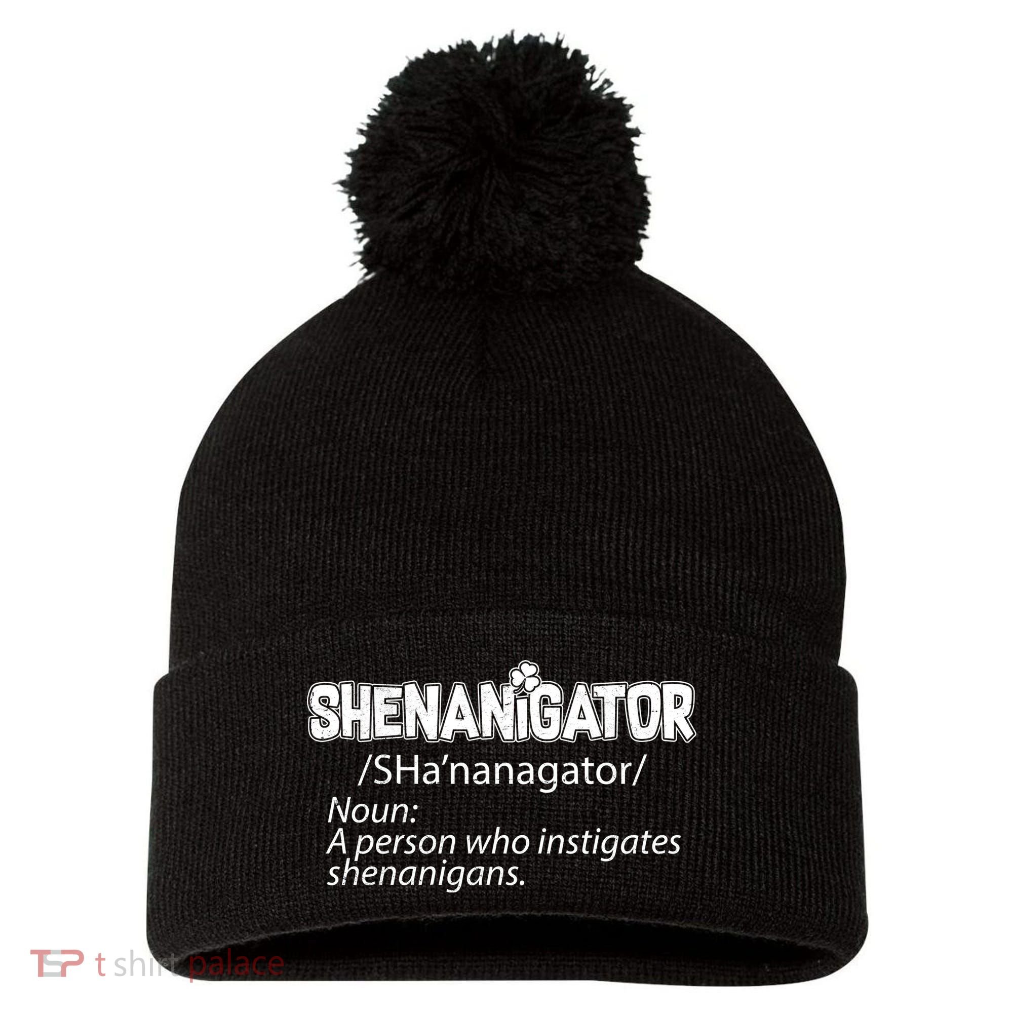 Shenanigator Funny St. Patrick's Day Pom Pom 12in Knit Beanie
