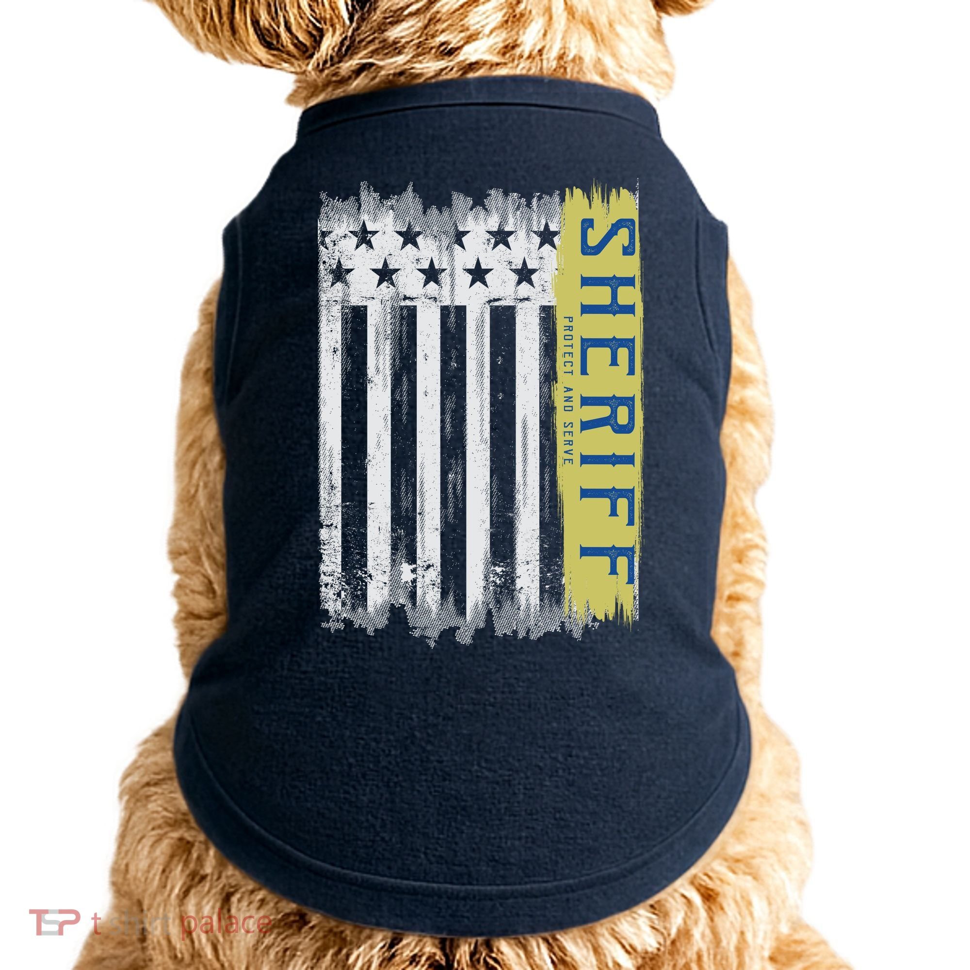 Sheriff American Flag Protect And Serve Doggie Tank