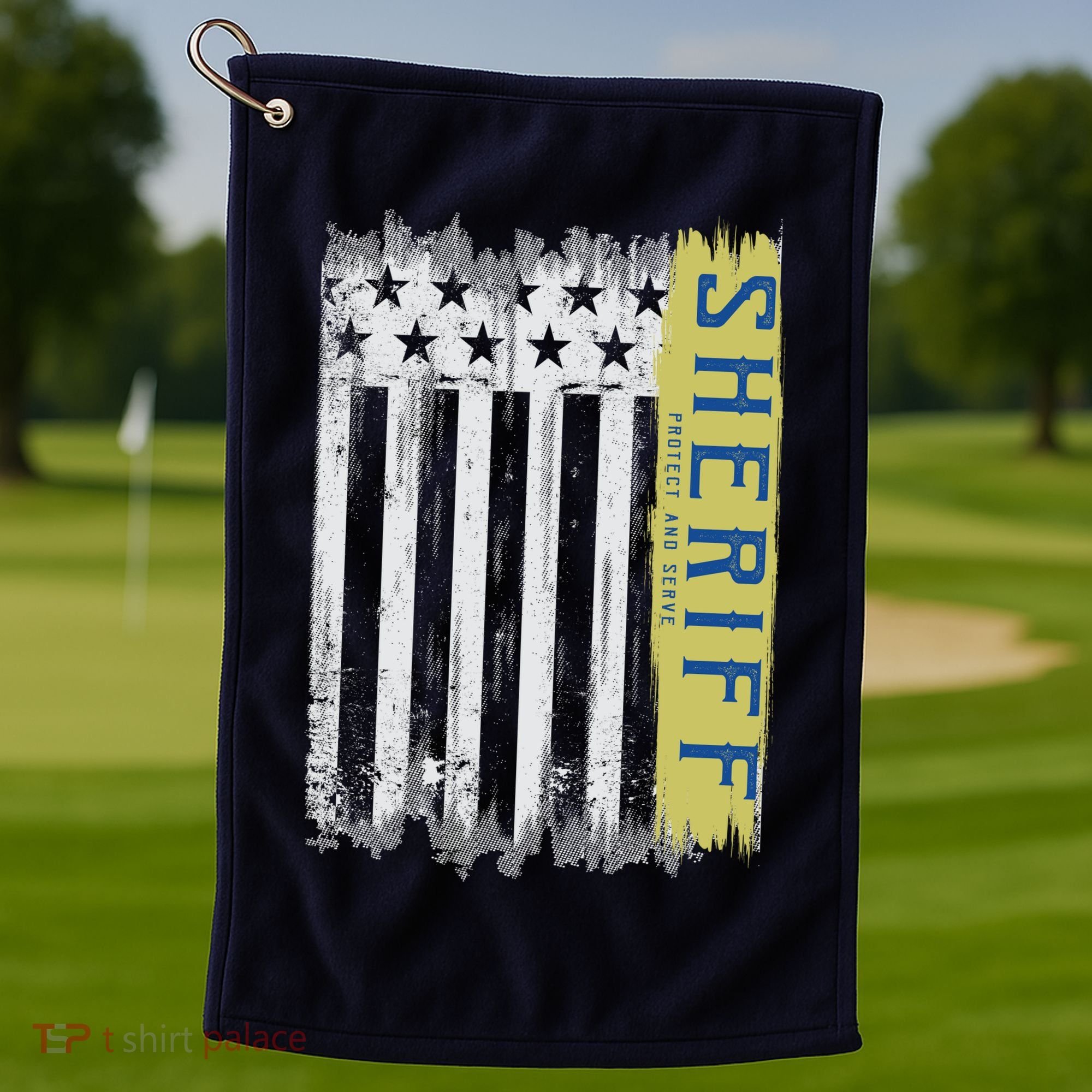 Sheriff American Flag Protect And Serve Golf Towel