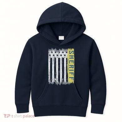 Sheriff American Flag Protect And Serve Kids Hoodie