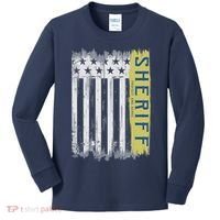 Sheriff American Flag Protect And Serve Kids Long Sleeve Shirt thumb 0