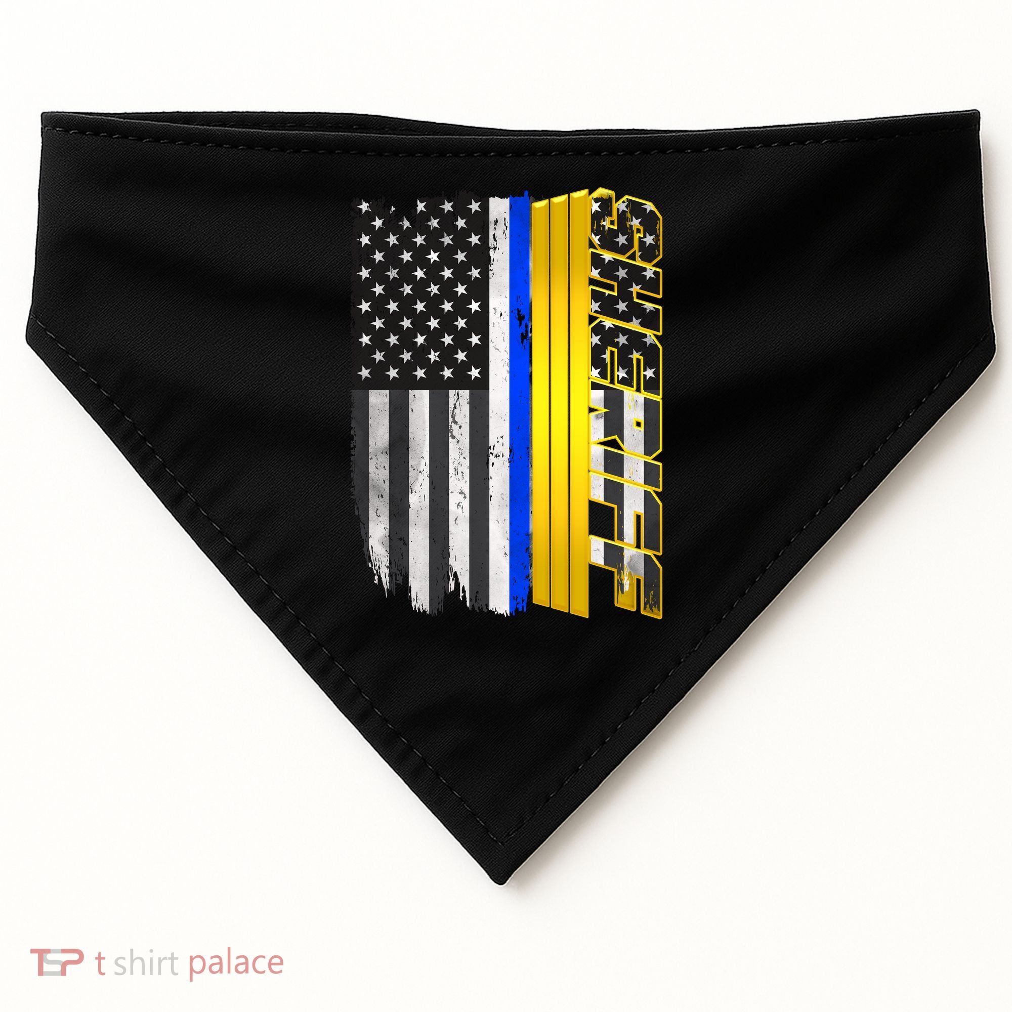 Sheriff Blue Thin Line Police Flag USA-Made Doggie Bandana