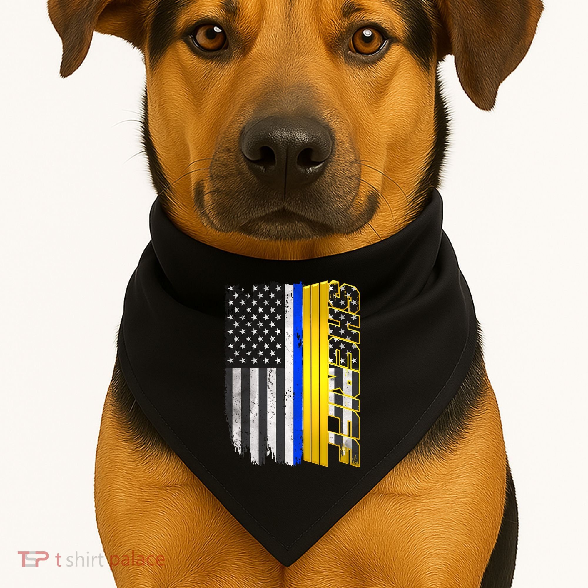Sheriff Blue Thin Line Police Flag USA-Made Doggie Bandana