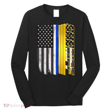 Sheriff Blue Thin Line Police Flag Long Sleeve Shirt