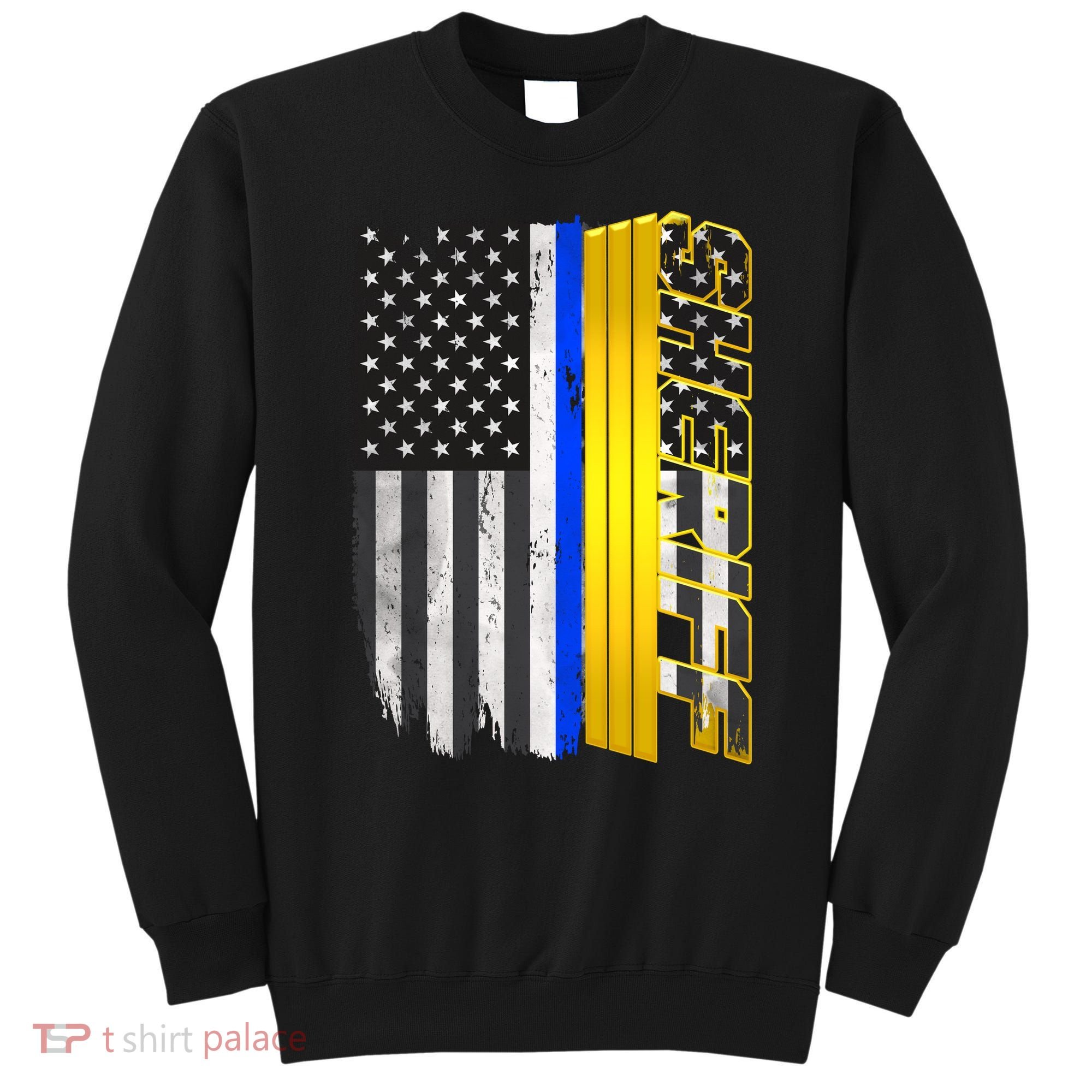 Sheriff Blue Thin Line Police Flag Sweatshirt