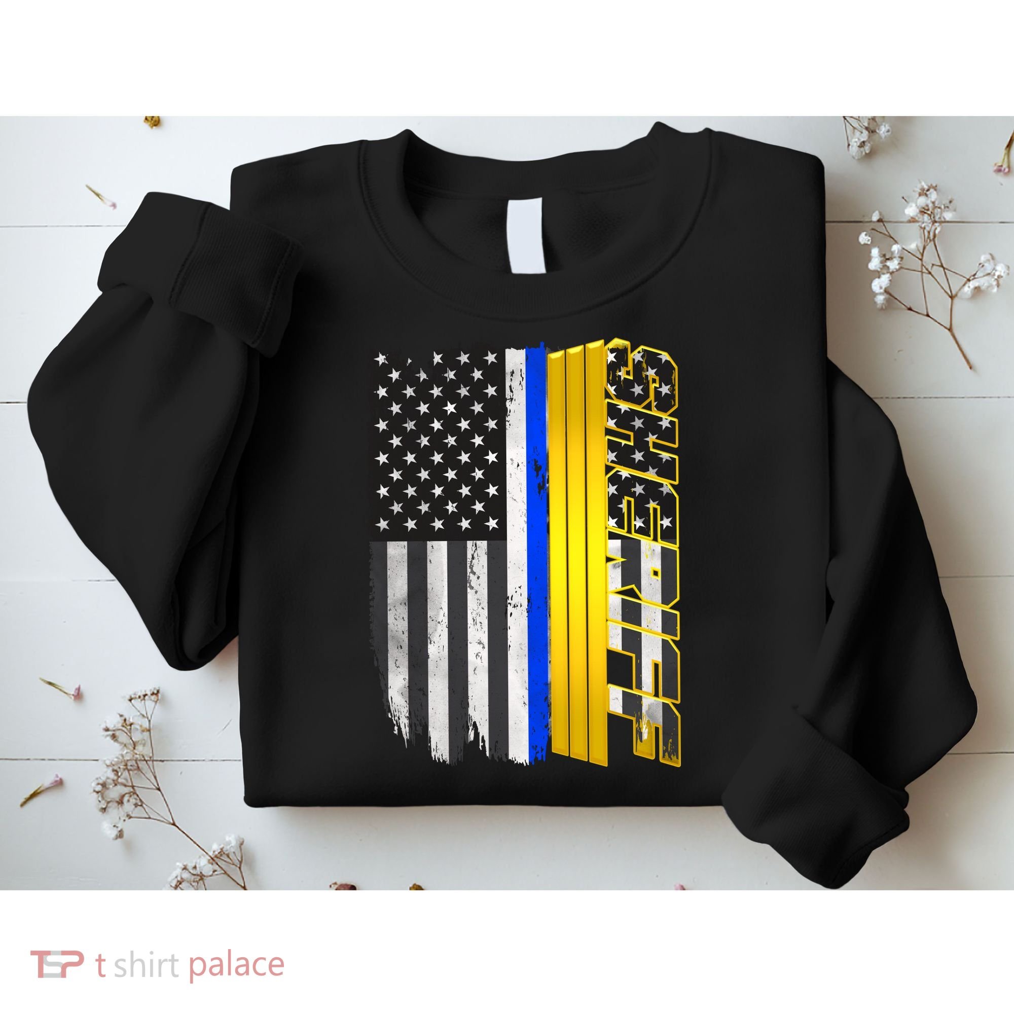 Sheriff Blue Thin Line Police Flag Sweatshirt