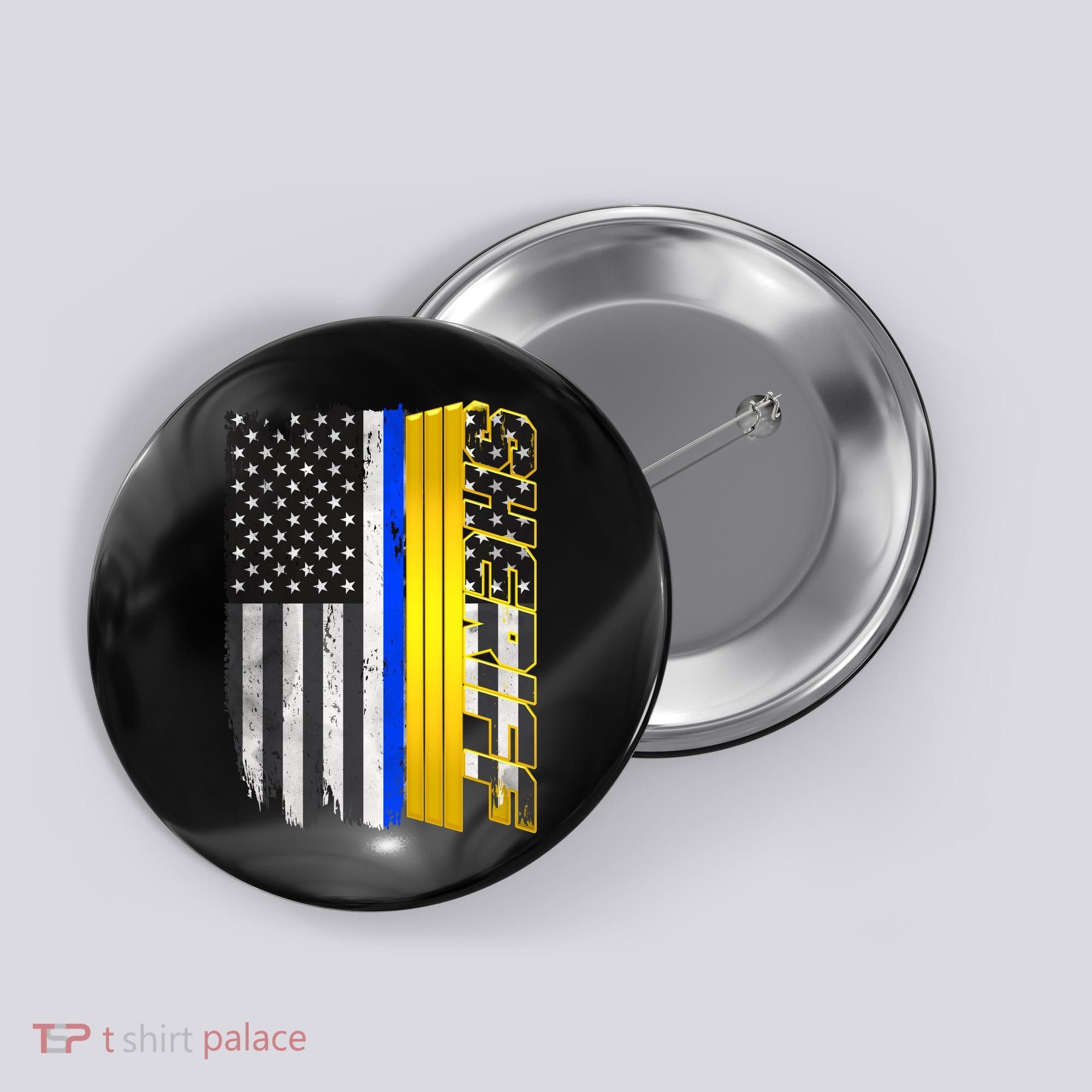 Sheriff Blue Thin Line Police Flag Button