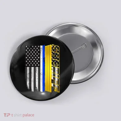 Sheriff Blue Thin Line Police Flag Button