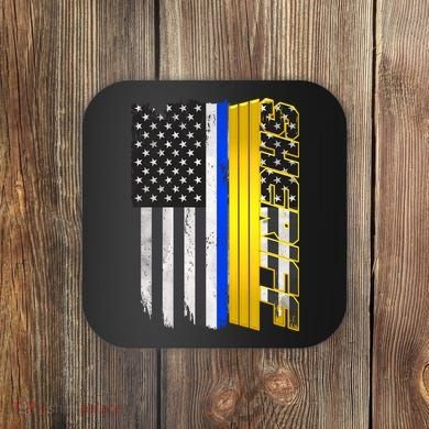 Sheriff Blue Thin Line Police Flag Coaster
