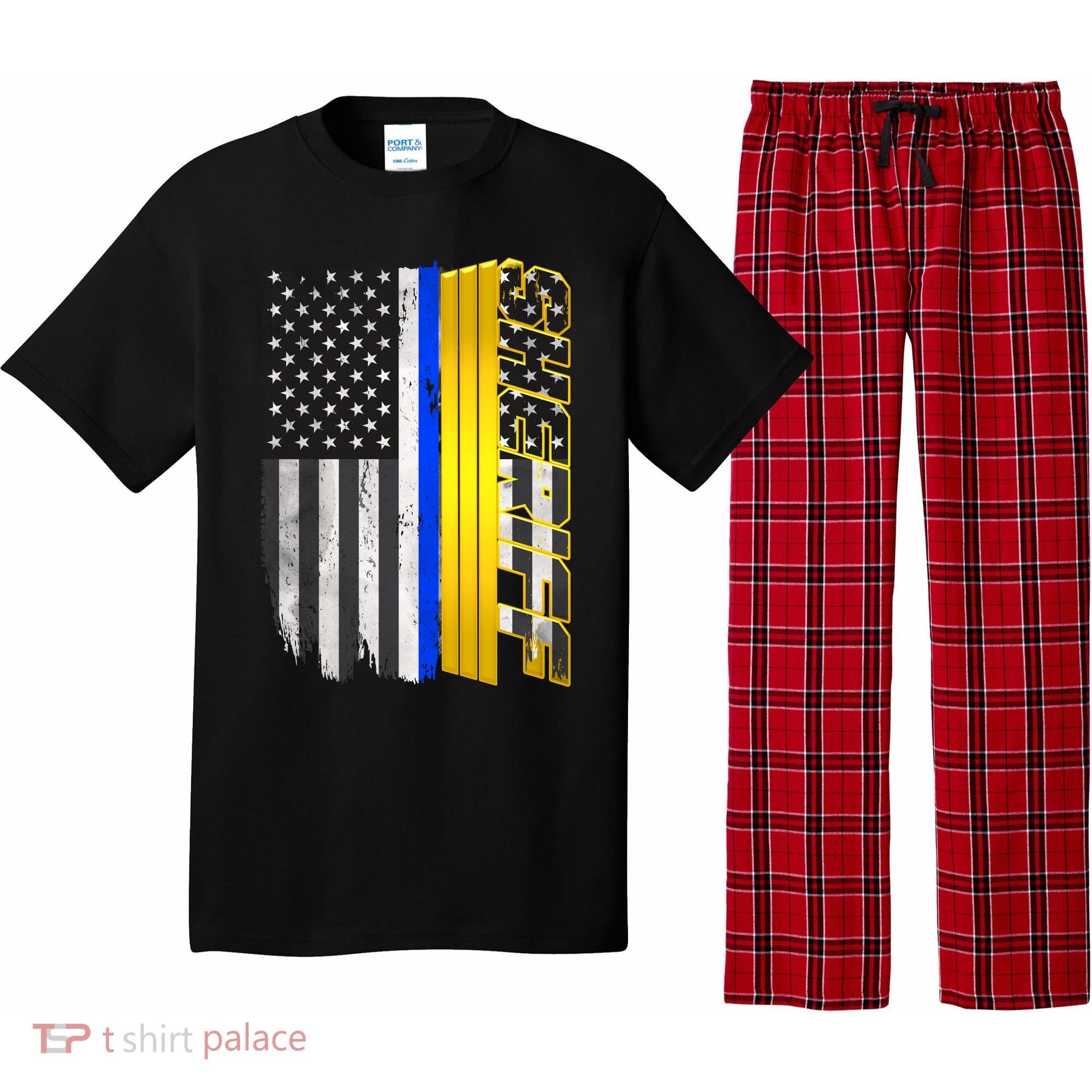 Sheriff Blue Thin Line Police Flag Pajama Set
