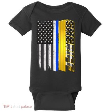 Sheriff Blue Thin Line Police Flag Baby Bodysuit