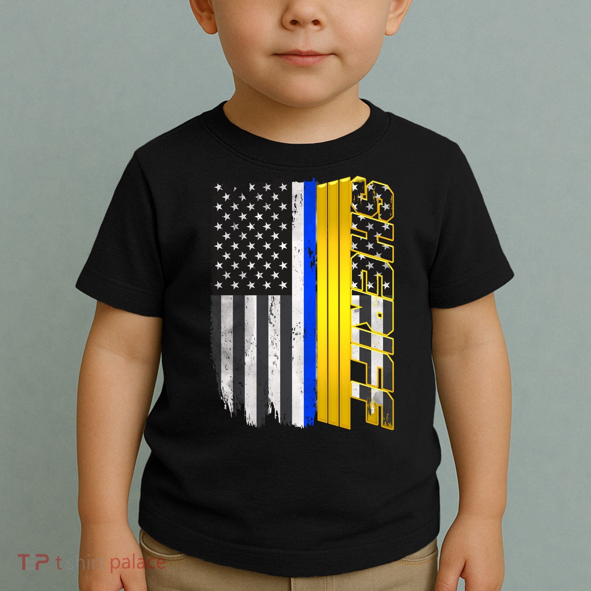 Sheriff Blue Thin Line Police Flag Toddler T-Shirt