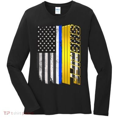 Sheriff Blue Thin Line Police Flag Women's Long Sleeve Shirt