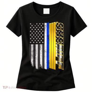 Sheriff Blue Thin Line Police Flag Women's T-Shirt