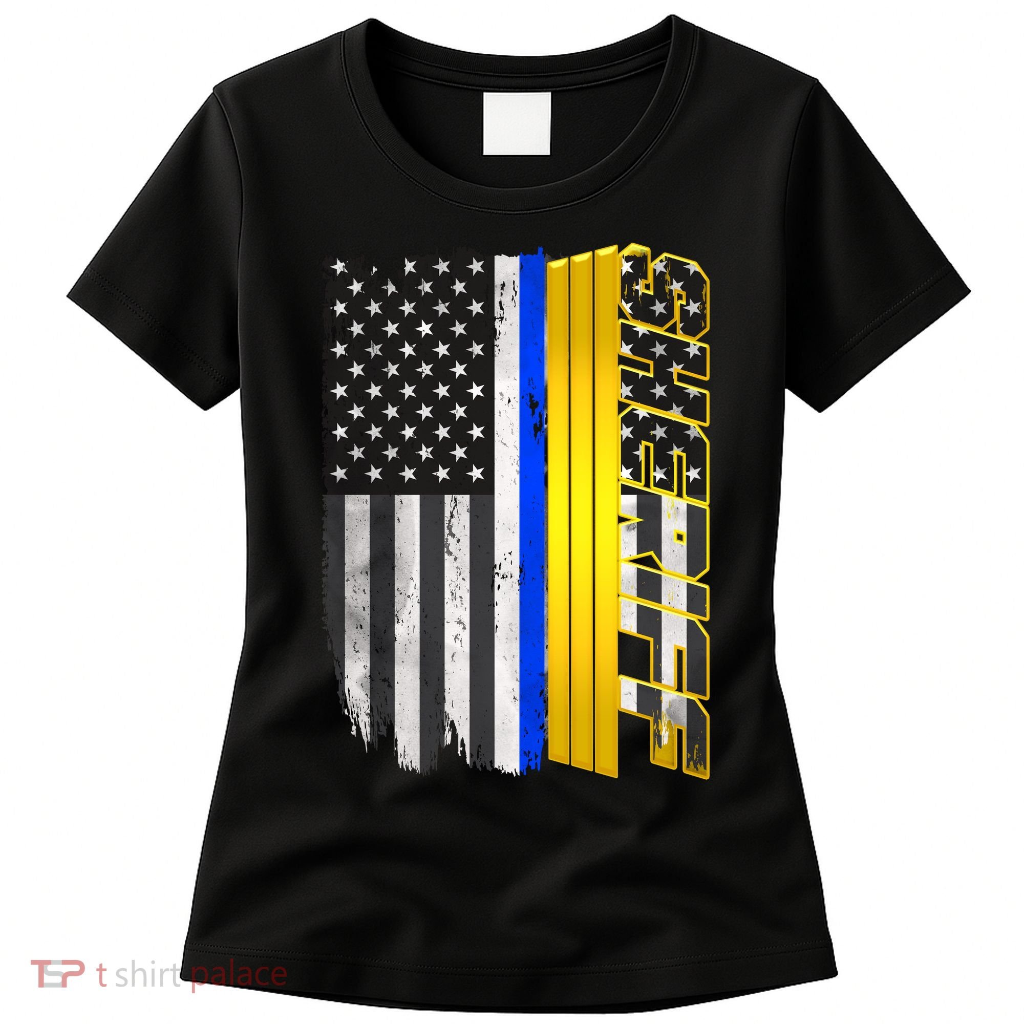 Sheriff Blue Thin Line Police Flag Women's T-Shirt