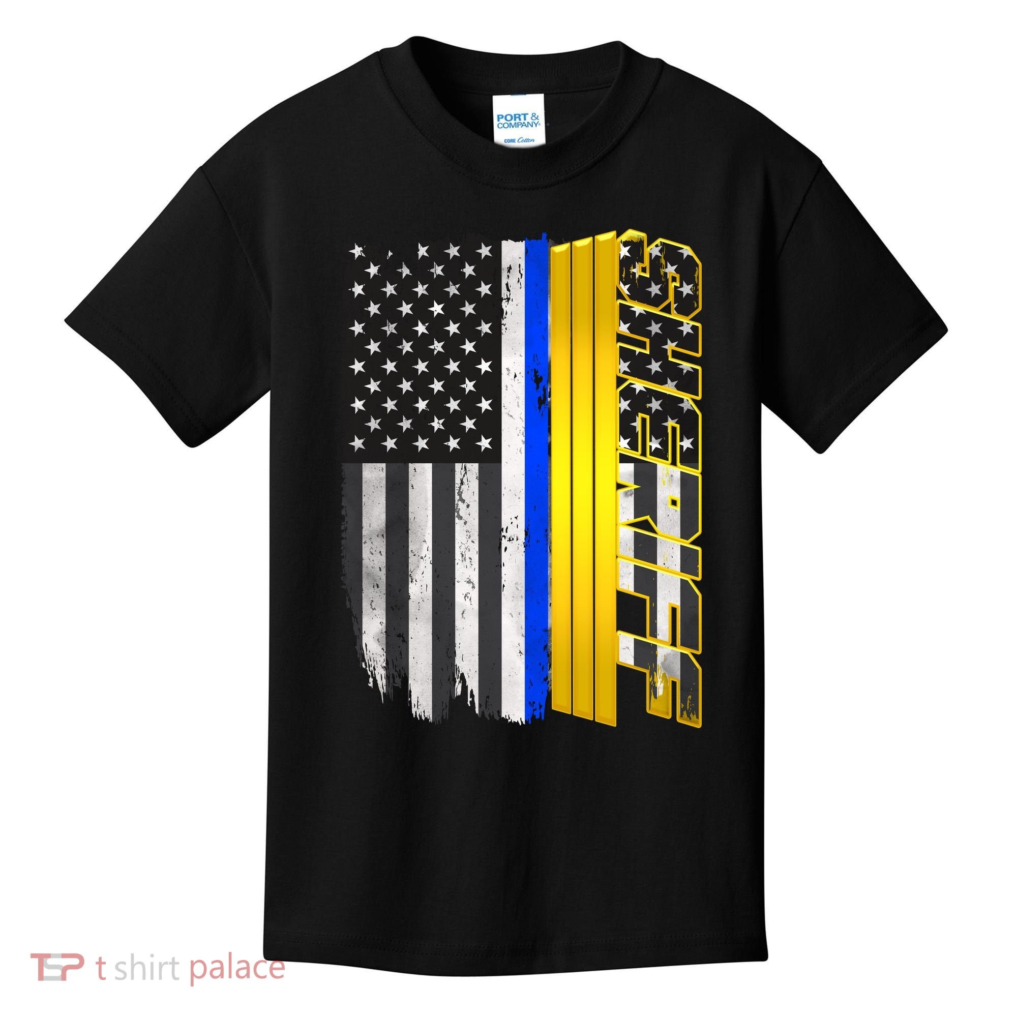 Sheriff Blue Thin Line Police Flag Kids T-Shirt