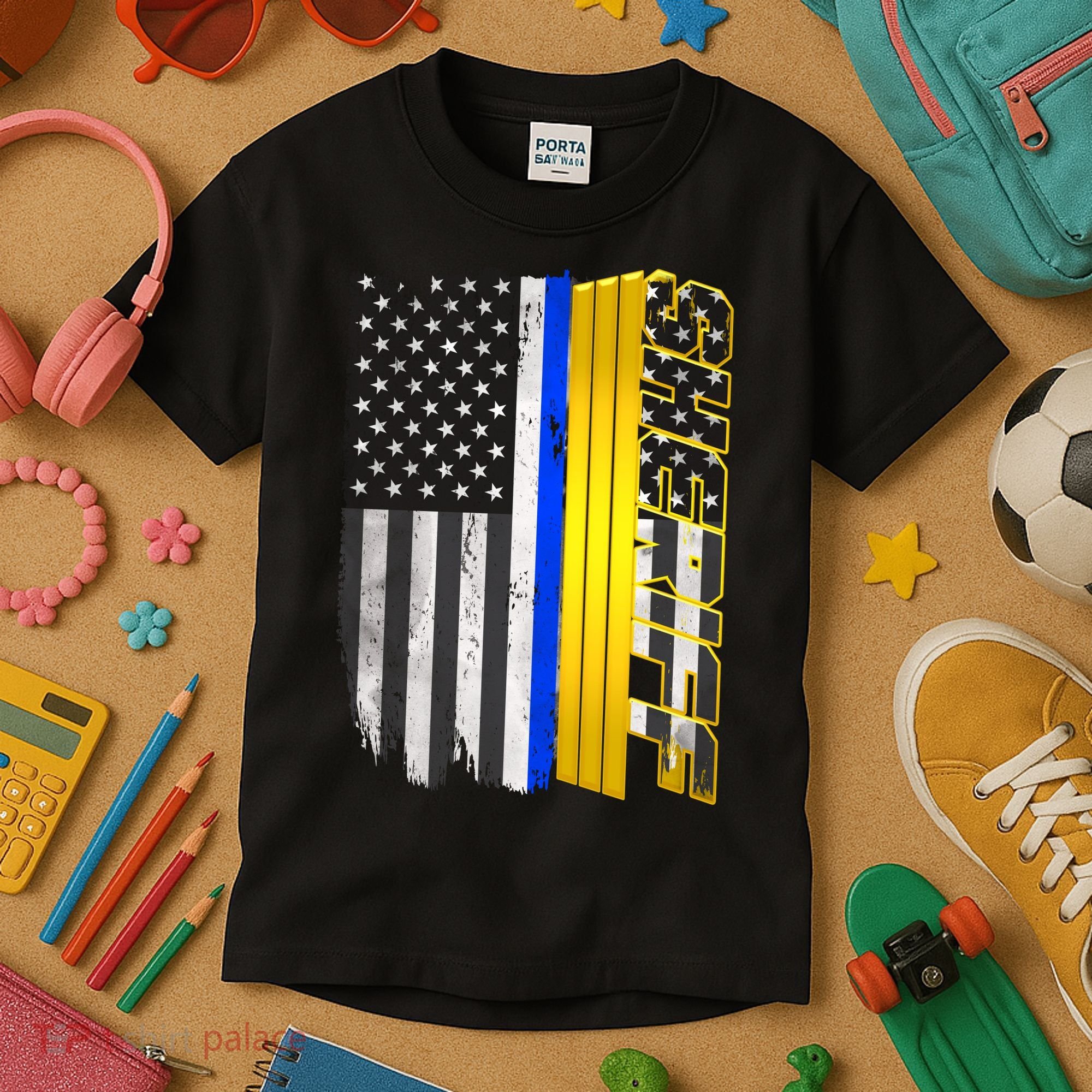 Sheriff Blue Thin Line Police Flag Kids T-Shirt