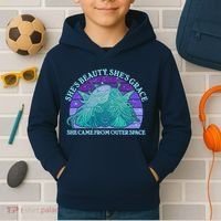 She's Beauty She's Grace She Came From Outer Space Kids Hoodie thumb 2