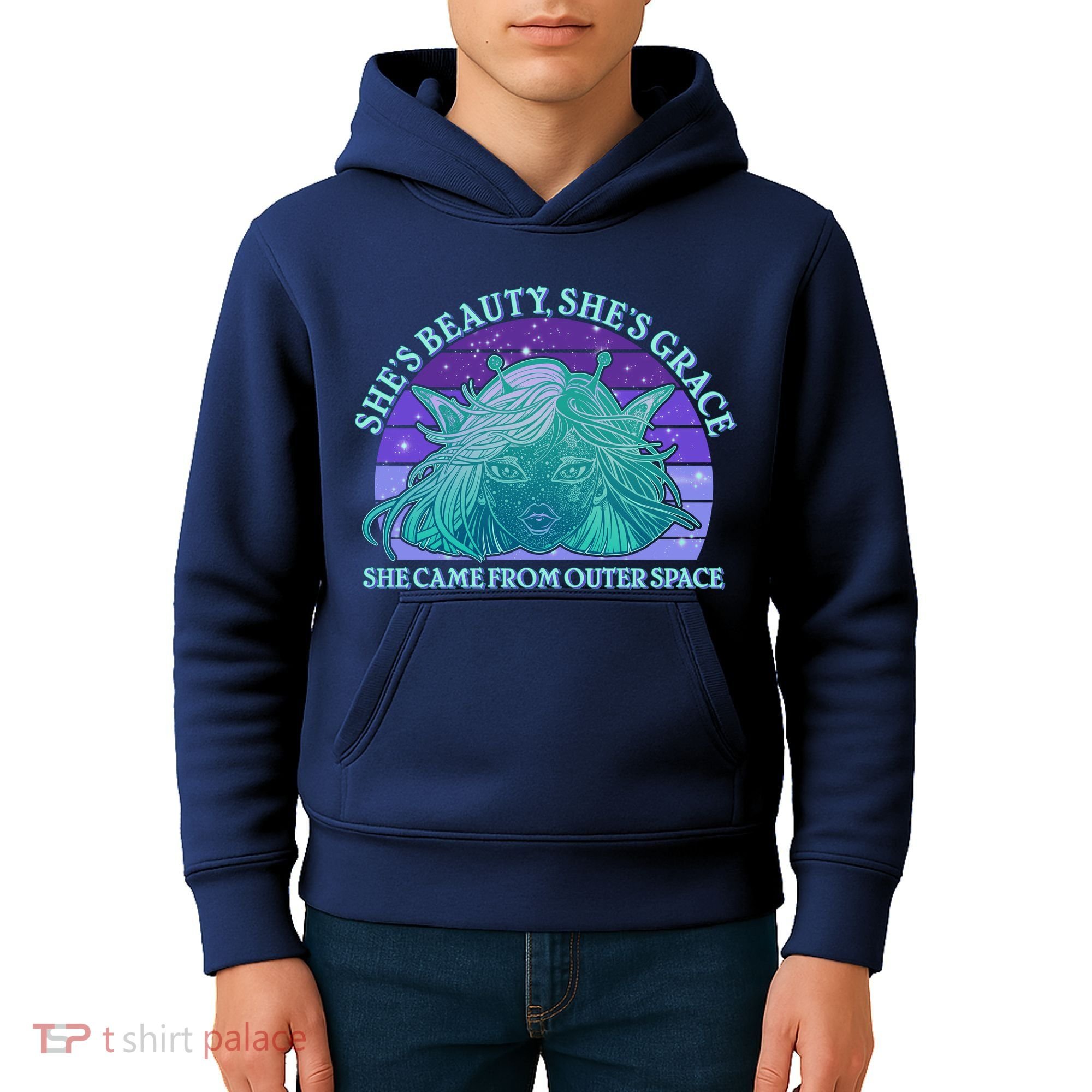 She's Beauty She's Grace She Came From Outer Space Kids Hoodie