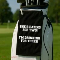 She's Eating For Two I'm Drinking For Three Golf Towel thumb 2
