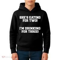 She's Eating For Two I'm Drinking For Three Kids Hoodie thumb 4