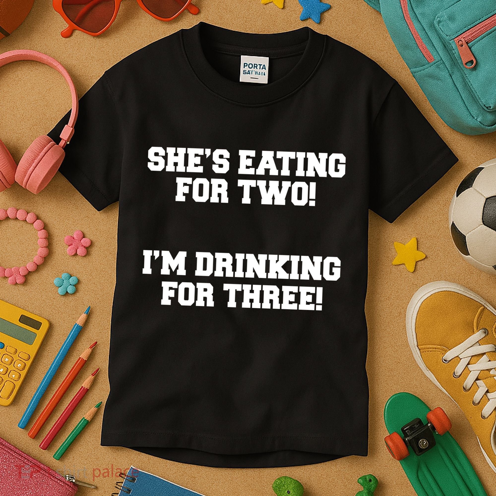She's Eating For Two I'm Drinking For Three Kids T-Shirt