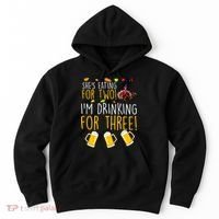 She's Eating for Two I'm Drinking for Three Thanksgiving  Hoodie thumb 0