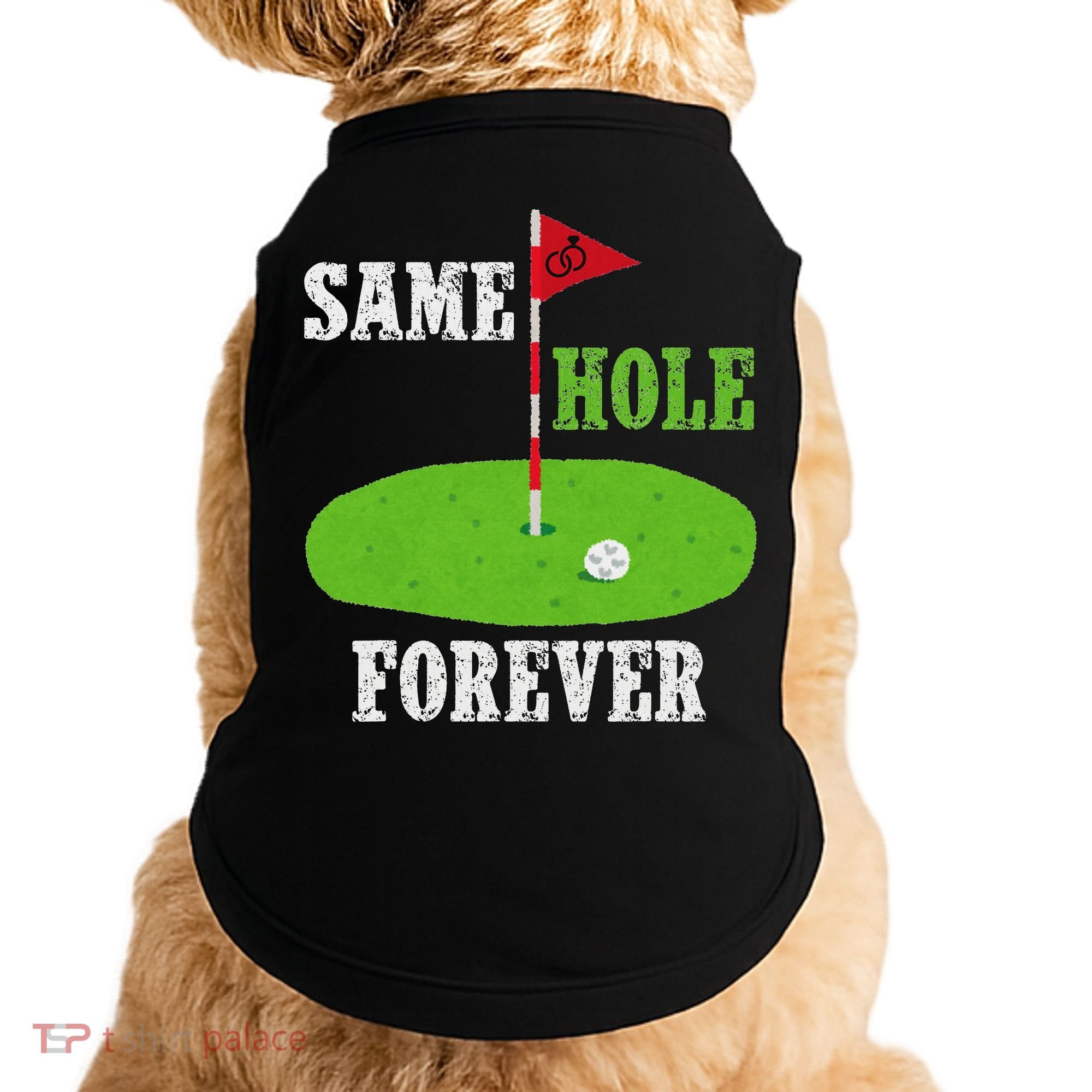 Same Hole Forever Groom Bachelor Party Funny Golf Married Doggie Tank