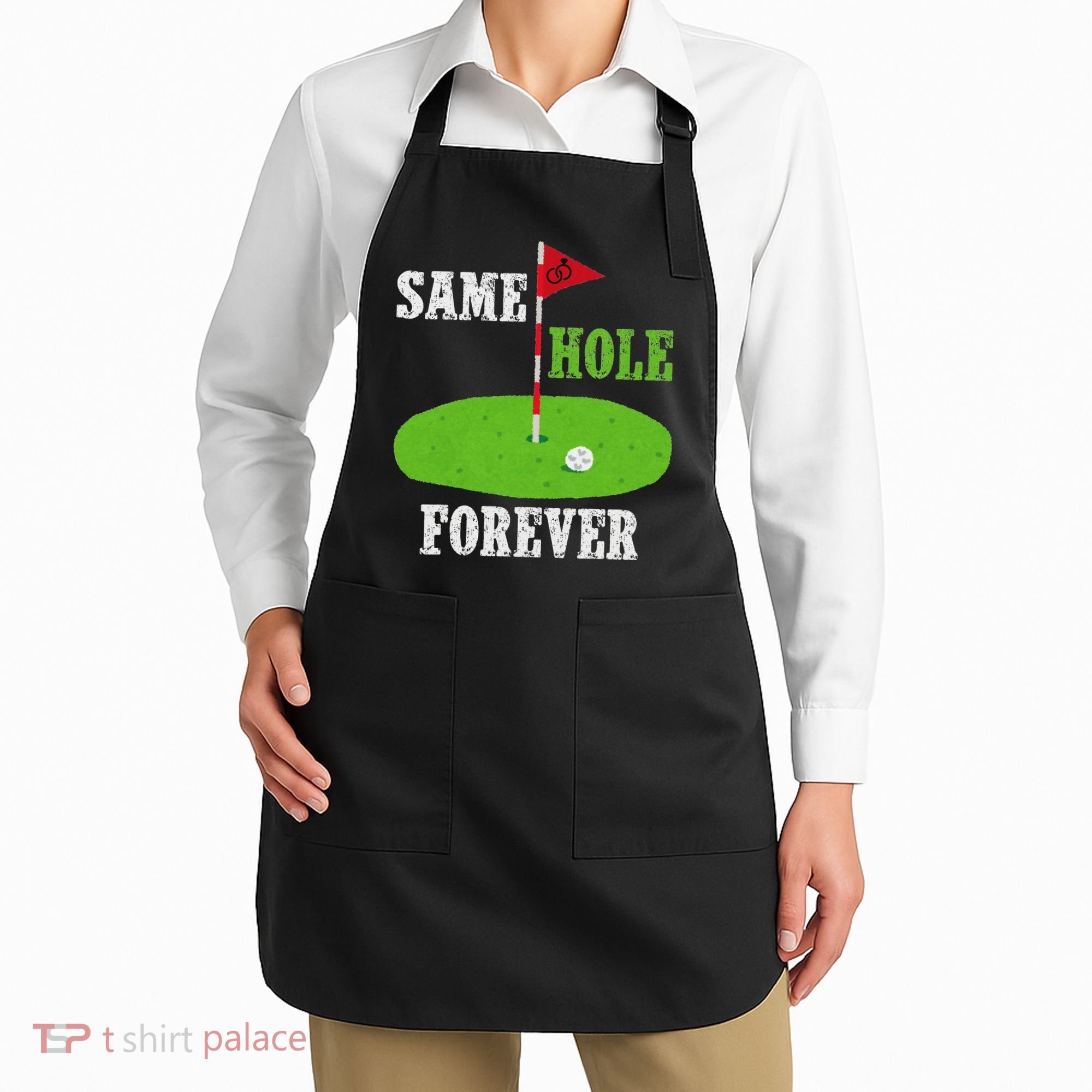 Same Hole Forever Groom Bachelor Party Funny Golf Married Apron