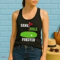 Same Hole Forever Groom Bachelor Party Funny Golf Married Women's Tank Top thumb 2