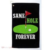Same Hole Forever Groom Bachelor Party Funny Golf Married Golf Towel thumb 0